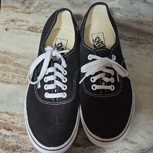 Vans Womens Black and White Canvas Sneakers